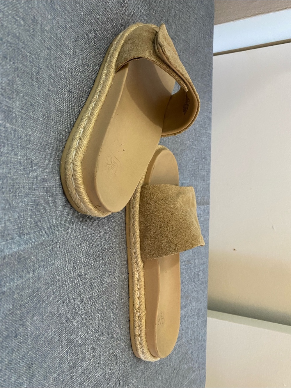 Abeo Tan Suede Espadrille Slide Sandals